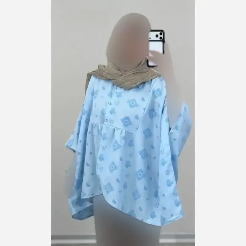 کفتان زنانه ساتن ابریشم طرح ترک سمین فری سایز آستردار