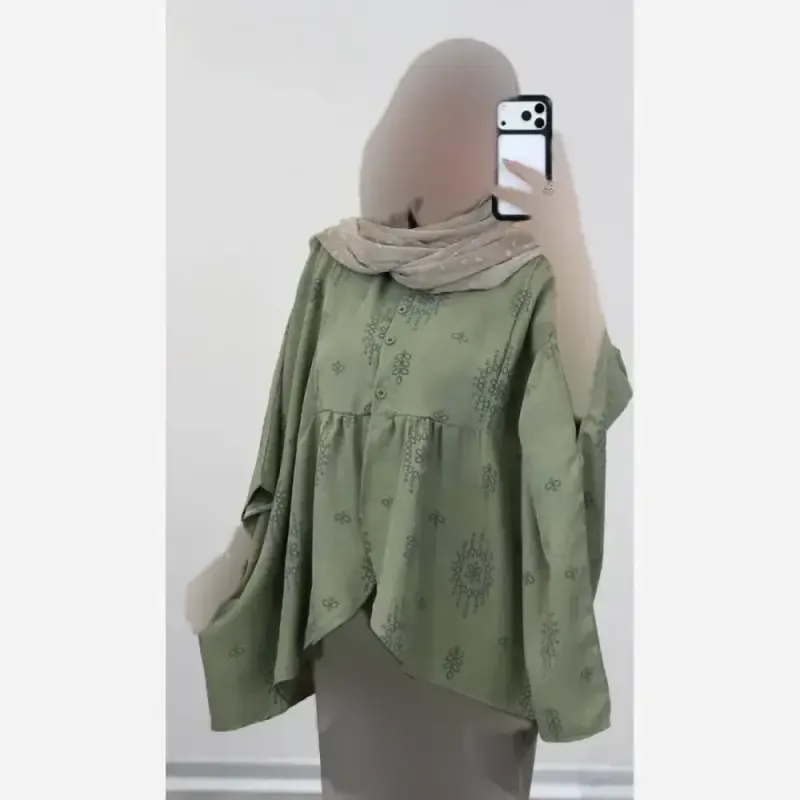 کفتان زنانه ساتن ابریشم طرح ترک سمین فری سایز آستردار