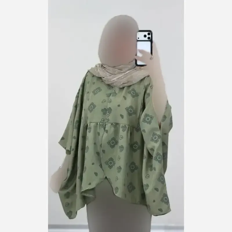 کفتان زنانه ساتن ابریشم طرح ترک سمین فری سایز آستردار