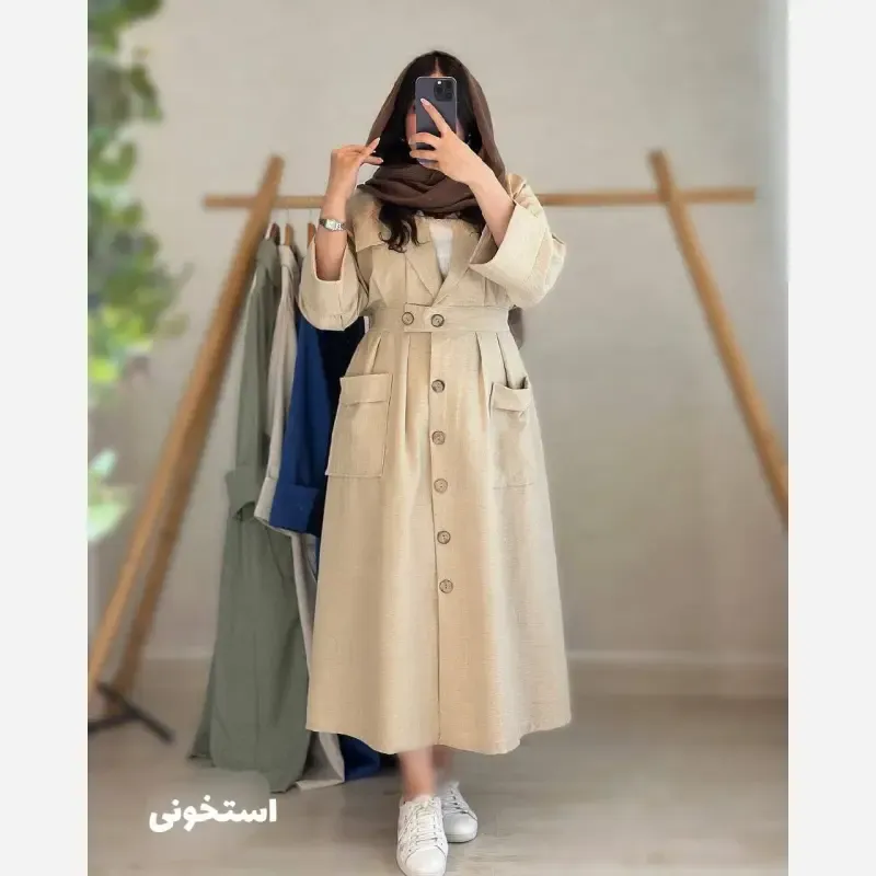 مانتو بلند تابستانه مدل ماربل جنس شانتون فری سایز رنگبندی متنوع