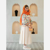 ست کت و دامن لینن فری سایز تا 48 تکرنگ