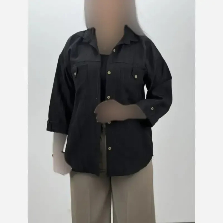 شومیز مانتویی کوک دوزی زنانه جنس صوفیا فری سایز رنگ کرم خاکی