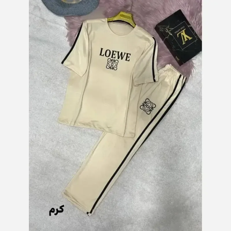 ست تیشرت شلوار زنانه Lovewe جنس جودون پلاس فول کش سایز 38 تا 46