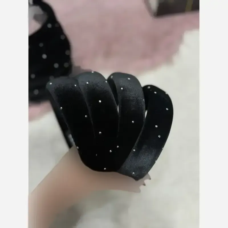 تل نگینی مخمل مشکی فری سایز