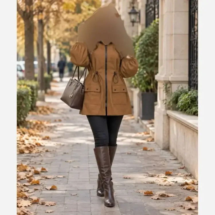 مانتو مخمل کبریتی کلاهدار پاییزه مدل صبا سایز بزرگ رنگ بندی متنوع