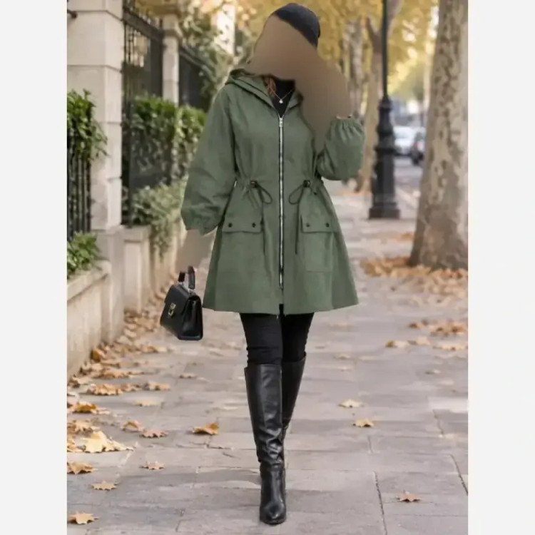 مانتو مخمل کبریتی کلاهدار پاییزه مدل صبا سایز بزرگ رنگ بندی متنوع