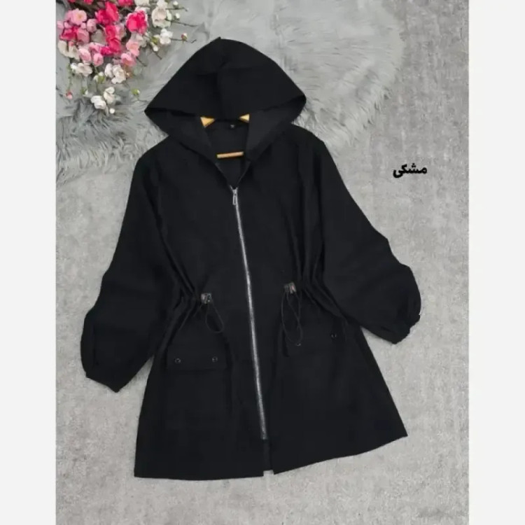 مانتو مخمل کبریتی کلاهدار پاییزه مدل صبا سایز بزرگ رنگ بندی متنوع