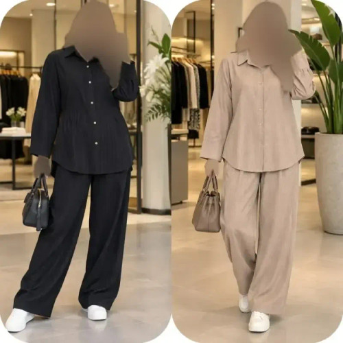 ست مانتو شلوار کراش فری سایز زنانه خنک