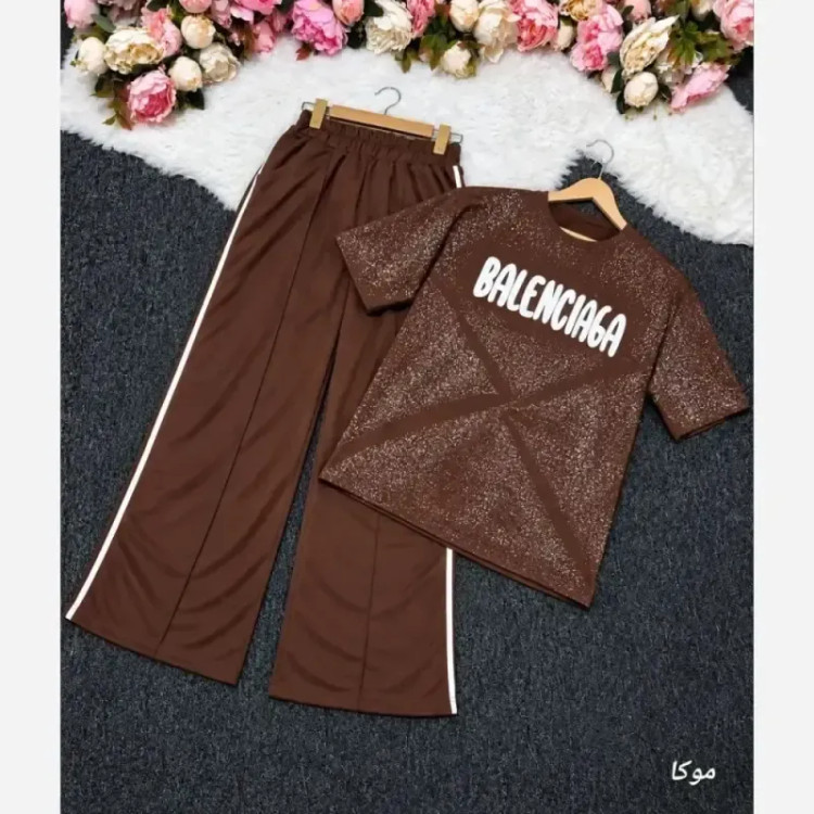 ست تیشرت شلوار balenciaga گلکسی نخ پنبه سایز 38 تا 48