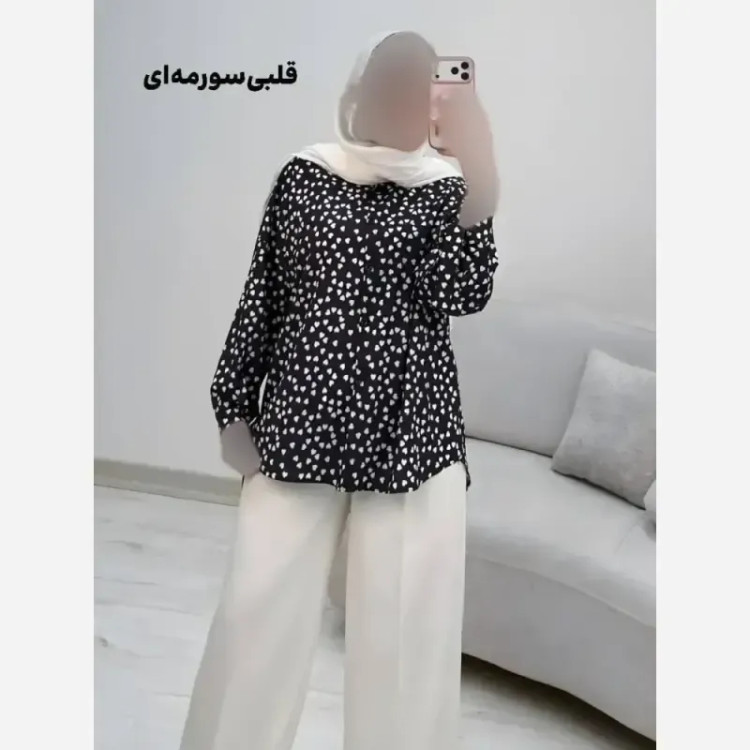 شومیز طرحدار چیچک جنس کرپ الیزه چاپی سایز فری 38 تا 46