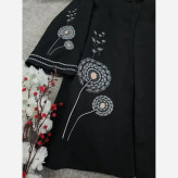 مانتو کتی گلدوزی شاپرک جنس مازراتی رنگ مشکی