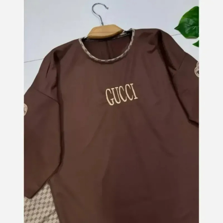 ست لویی زنانه پنبه گلکسی رنگ شکلاتی و کرم نسکافه ای سایز فری 38 تا 46