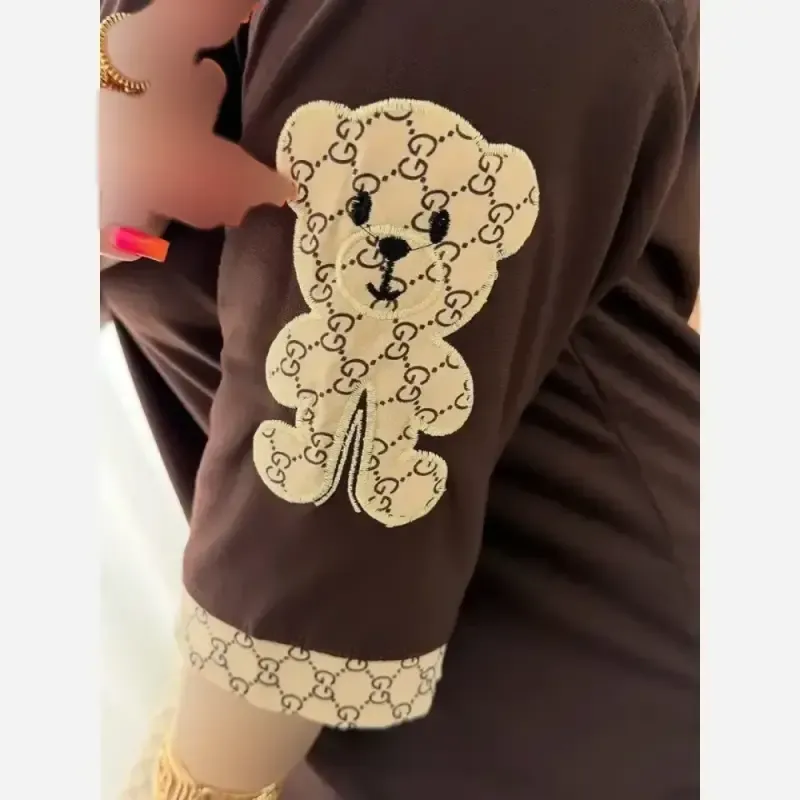 ست لویی زنانه پنبه گلکسی رنگ شکلاتی و کرم نسکافه ای سایز فری 38 تا 46
