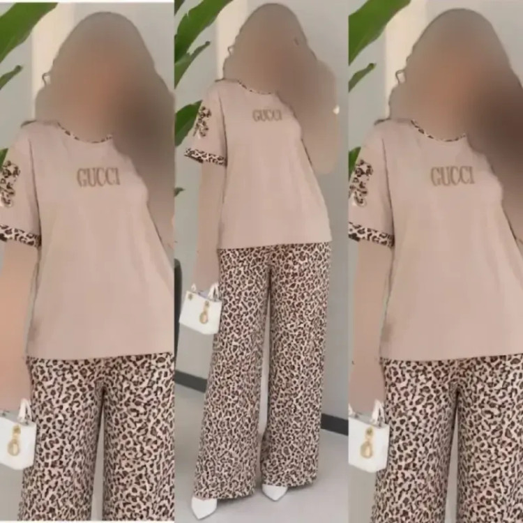 ست تیشرت و شلوار زنانه مدل بنلی جنس نخ پنبه گلکسی سایز 38 تا 46