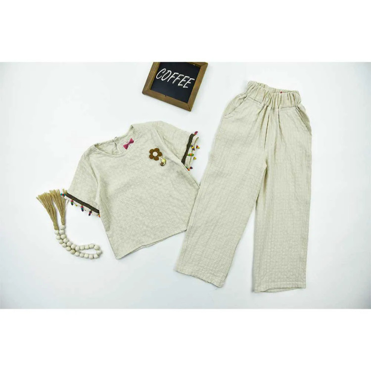 ست شومیز و شلوار دخترانه جنس شانتون بهاره و تابستانه