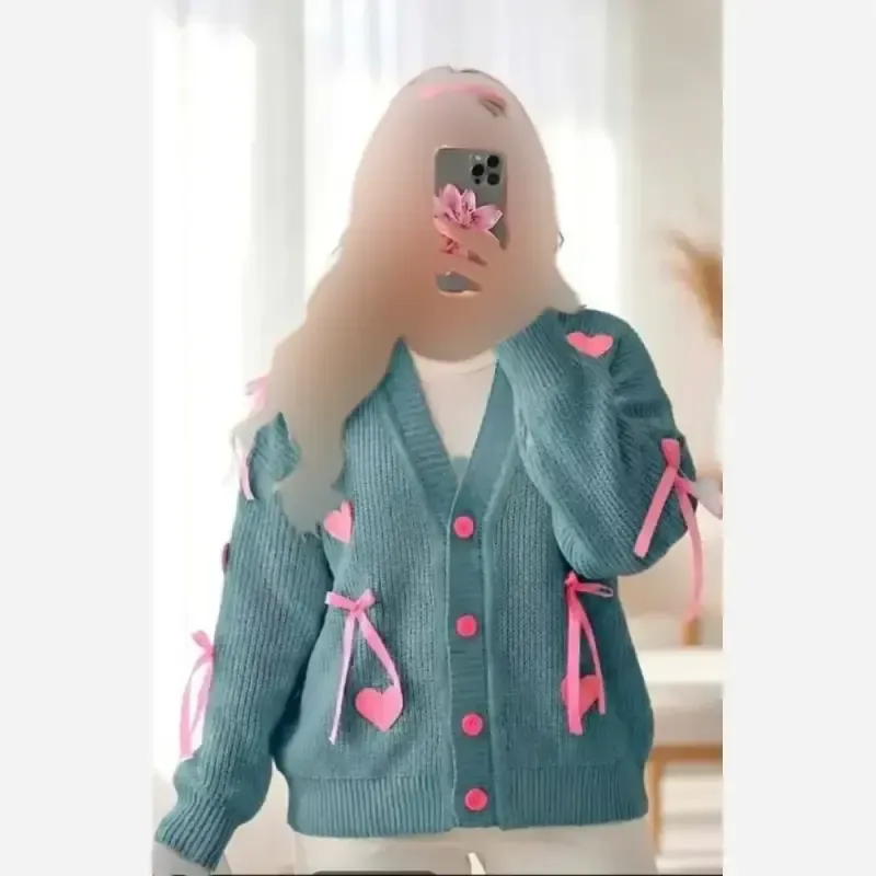 ژاکت بافت پینترستی قلبی درجه یک گرم بالا