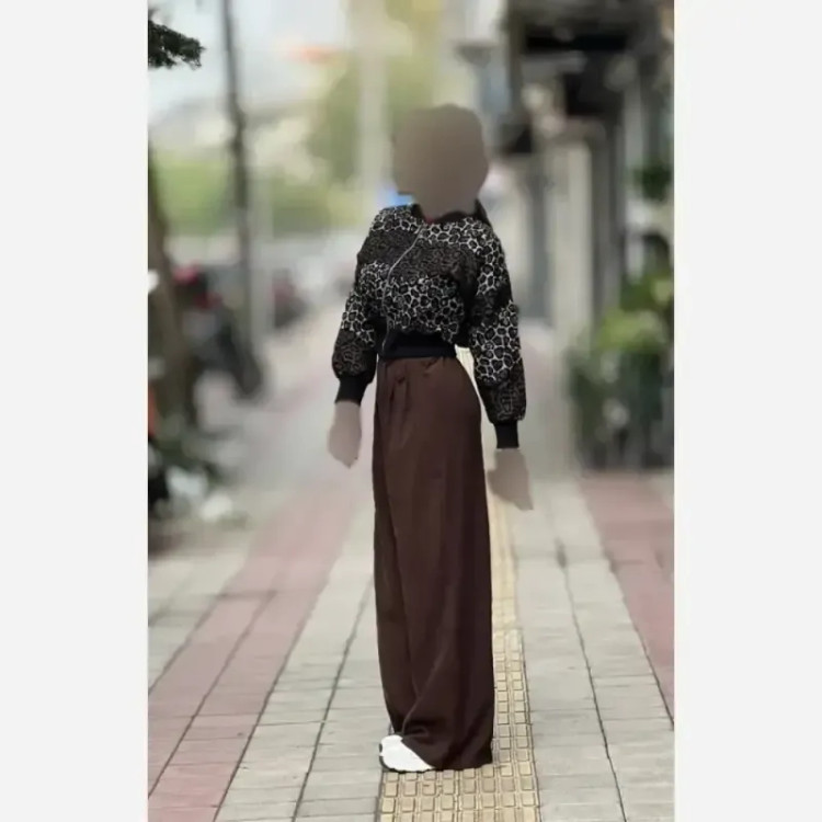 بامبر پلنگی پاییزه جنس تافته فری سایز 38 تا 46