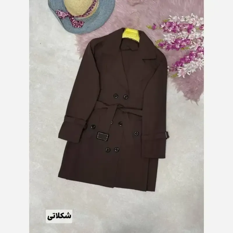 ترنچ کت زنانه جنس کتان پلاس مدل نفس سایز فری 40 تا 48 رنگ مشکی شکلاتی کرم سبز نسکافه ای