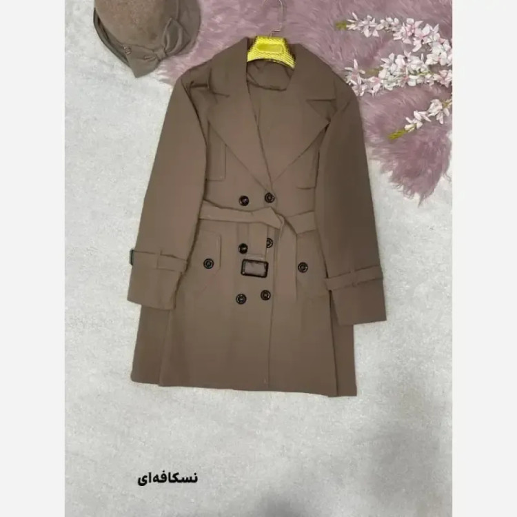 ترنچ کت زنانه جنس کتان پلاس مدل نفس سایز فری 40 تا 48 رنگ مشکی شکلاتی کرم سبز نسکافه ای