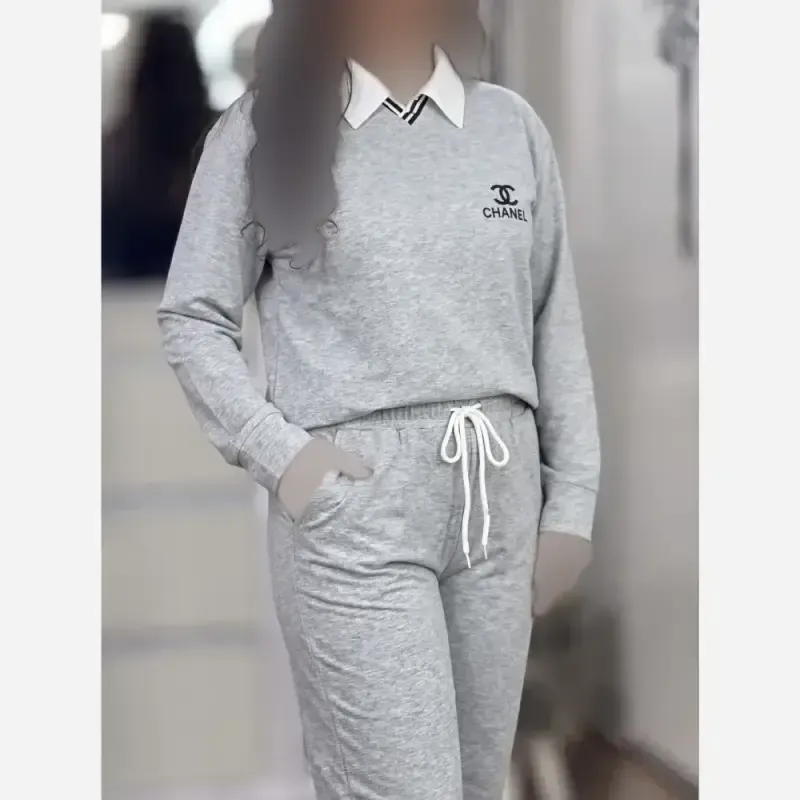ست تیشرت و شلوار اسپرت سانای جنس ملانژ درجه یک فری سایز