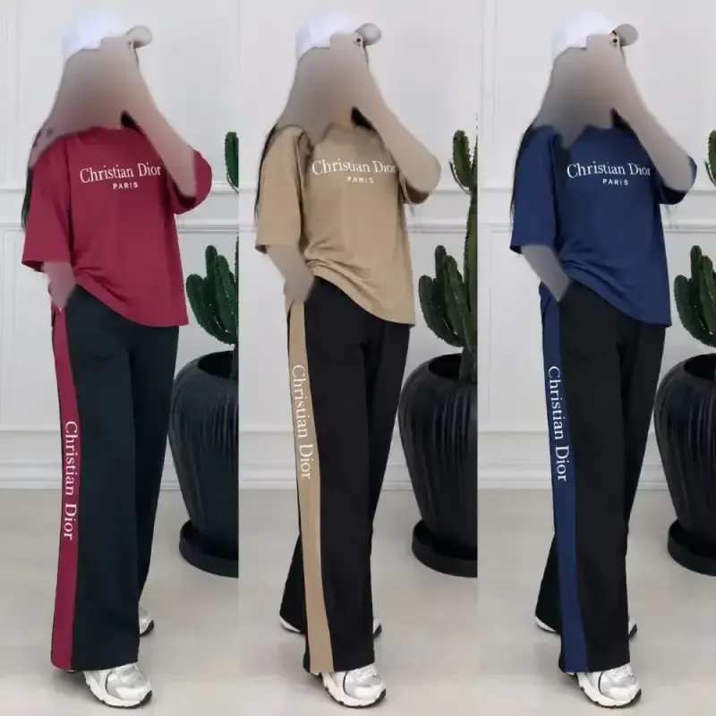 ست لباس زنانه طرح Dior جنس پنبه گلکسی درجه یک فری سایز