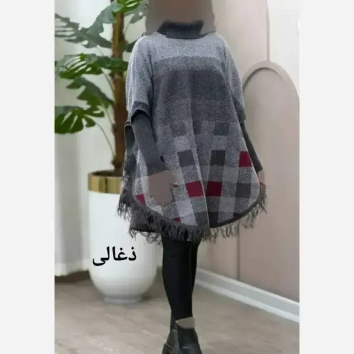 پانچ بافت طرح برفی آستین کشبافت فری سایز