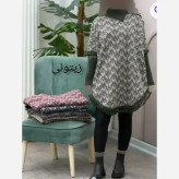 پانچ بافت طرح برگی پالتو آستین کشبافت فری سایز