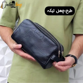 کیف دستی مردانه شوزبگ چرم صنعتی مرغوب دو خانه آستر خارجی بند دستی زیپ فلزی