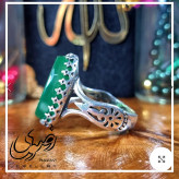 انگشتر مردانه نقره روس عقیق سبز حکاکی دست ساز
